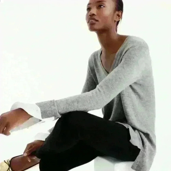 J. Crew Lavender V-Neck Sweater with Shirt Cuffs - Picture 5 of 6